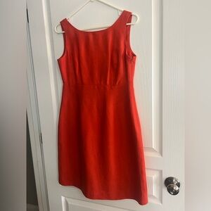 Talbots Vibrant Orange Midi Silk-Lined Irish Linen Dress